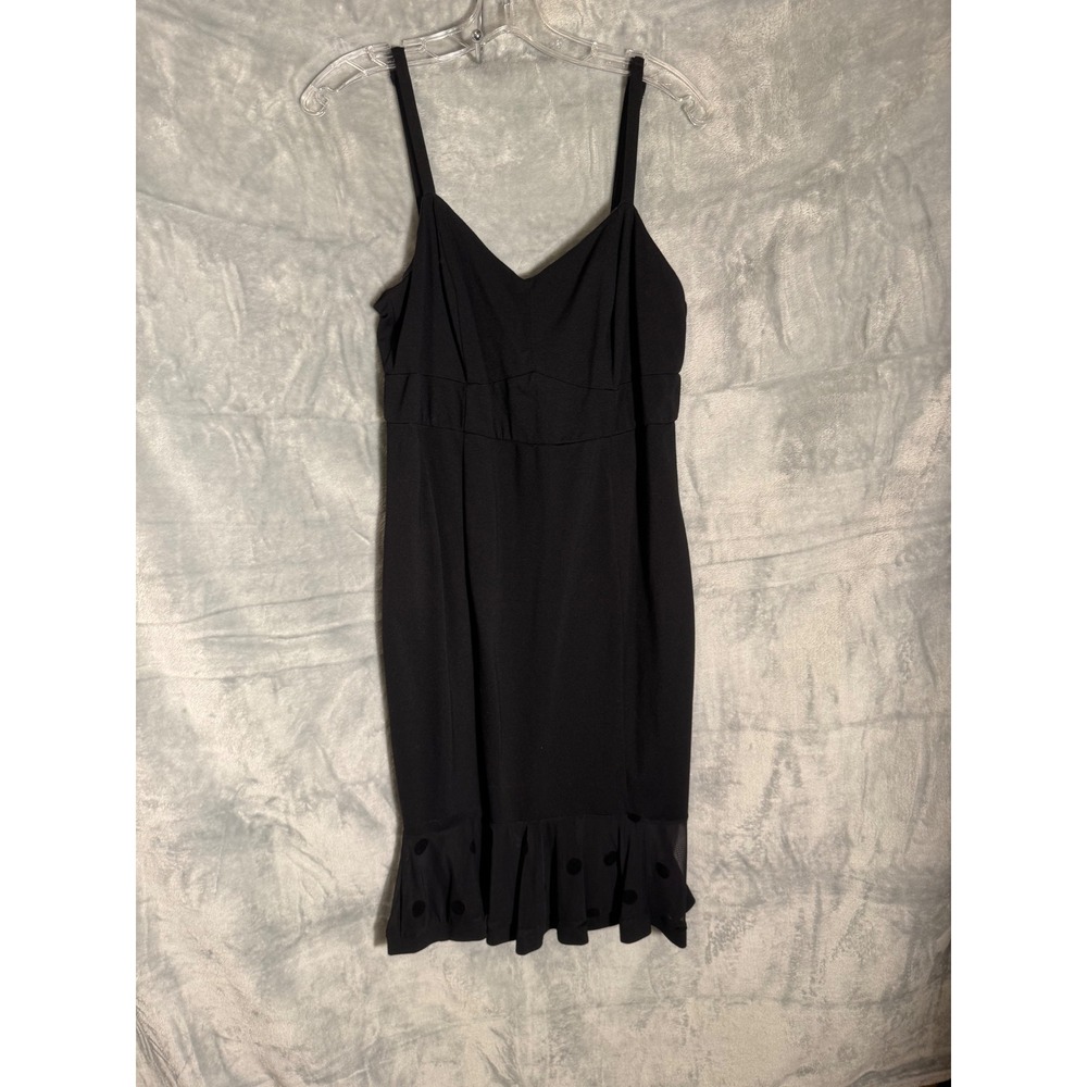 Torrid Womens Black V-Neck Ruffle Polka Dot Mesh hem Midi Dress Size 12